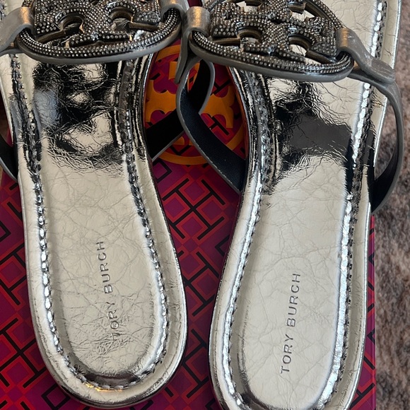 Tory Burch Miller Pave Metallic Leather Sandals - Picture 4 of 11